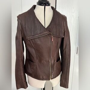 Badgley Mischka Chocolate Leather Jacket